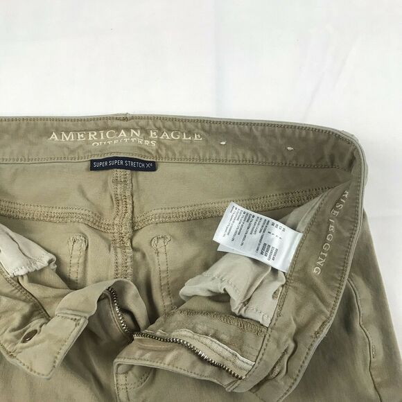 American Eagle Super Super Stretch X4 Womens Tan Hi-Rise Pants Jeggings Sz 4 Reg - Picture 2 of 12